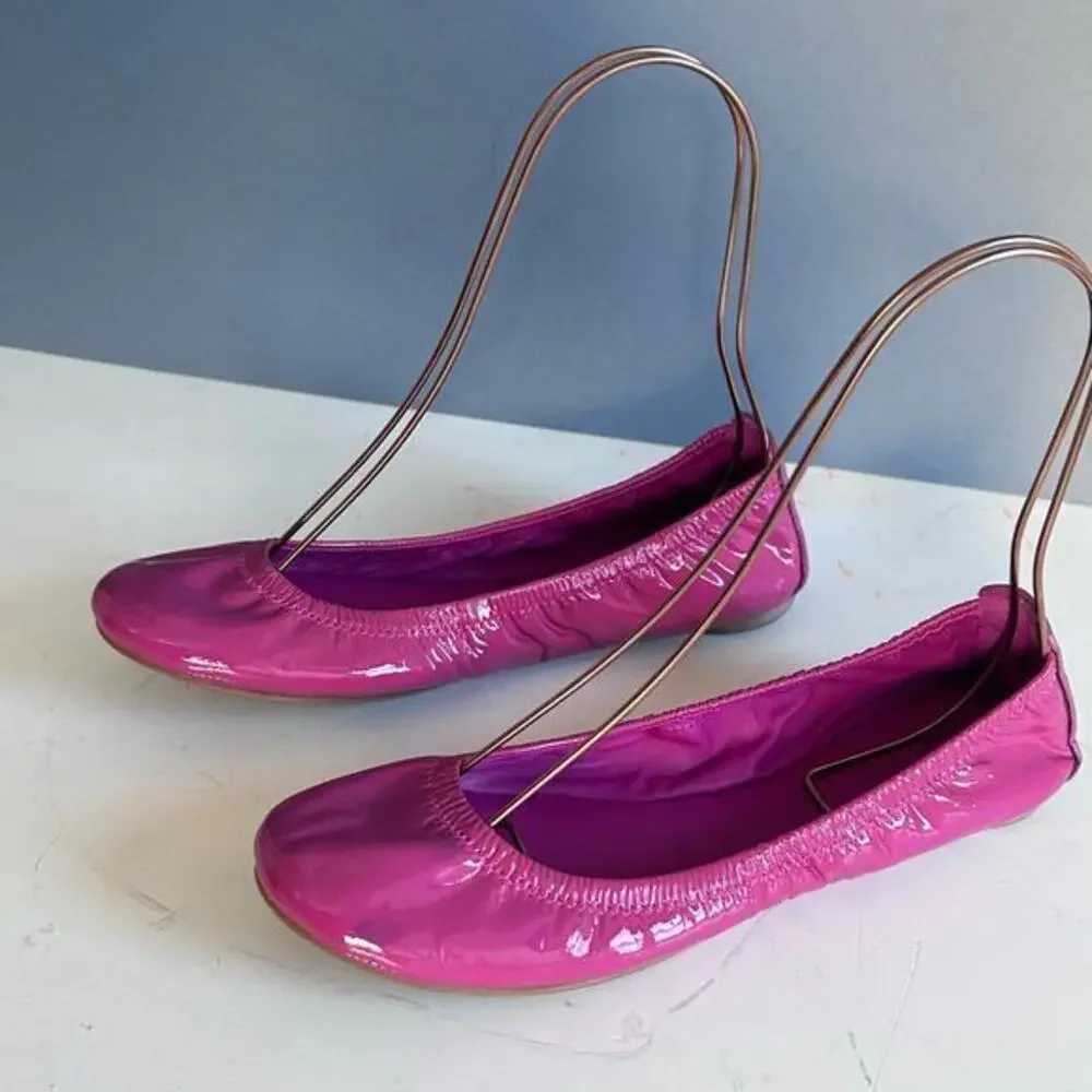 Tory Burch ballet flats size 7 pink Mini Packable patent leather lightweight‎